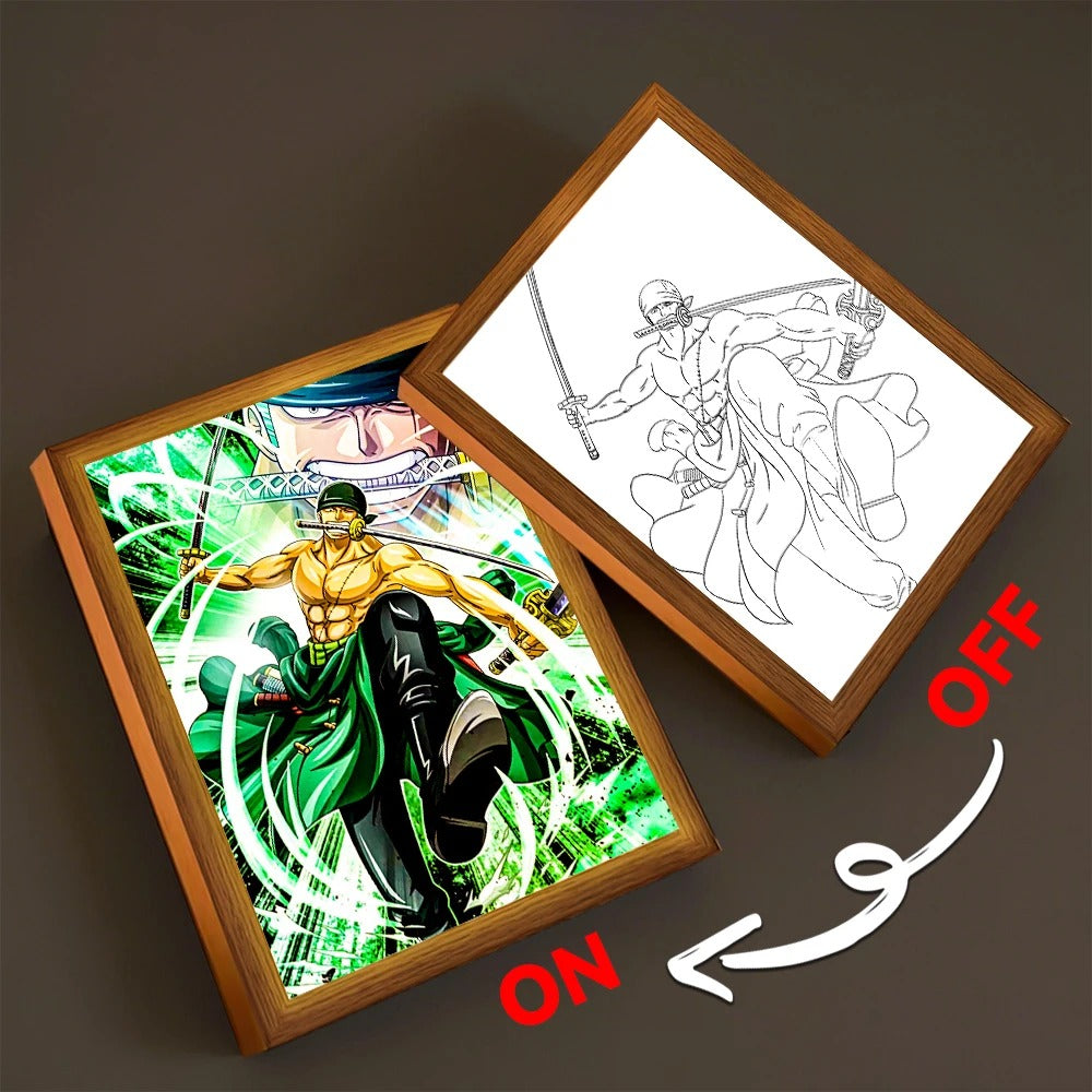 Marco de fotos con pintura de luz de Anime, luz LED nocturna de una pieza