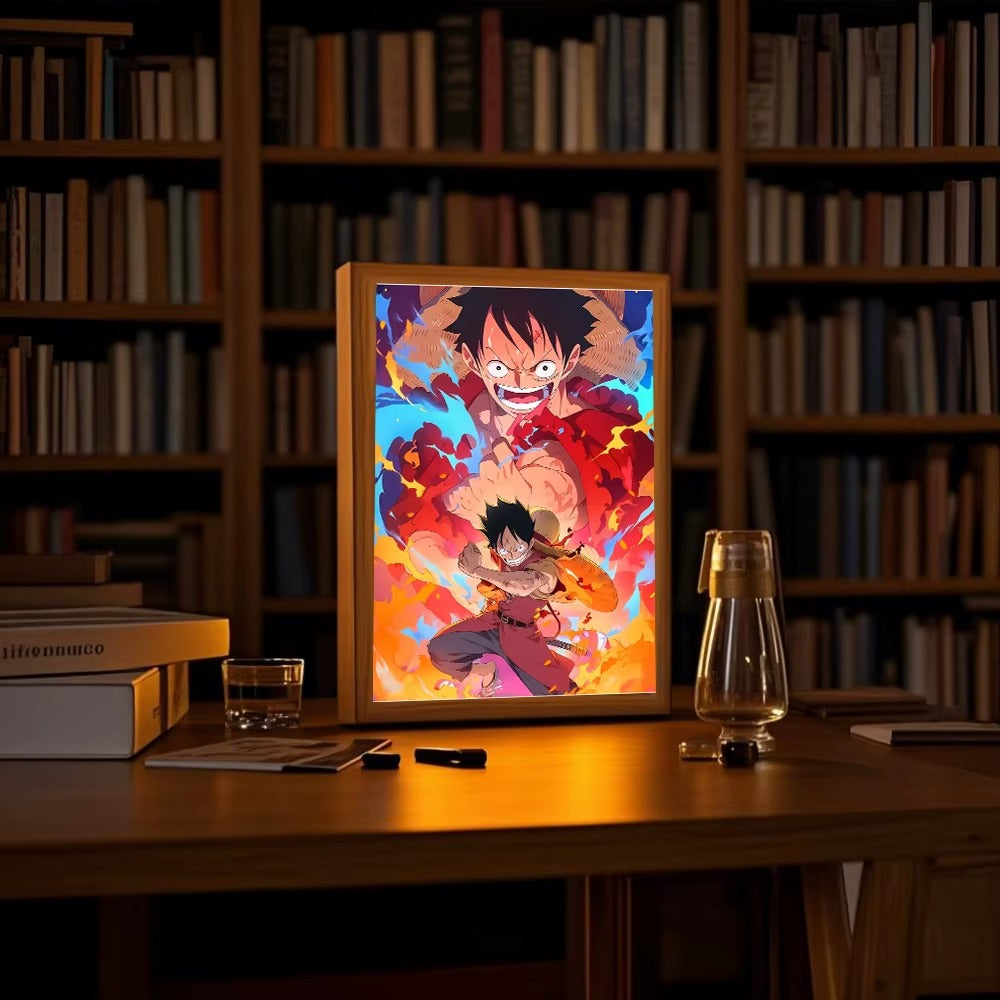 Marco de fotos con pintura de luz de Anime, luz LED nocturna de una pieza