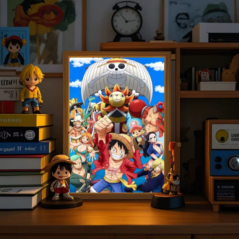 Marco de fotos con pintura de luz de Anime, luz LED nocturna de una pieza