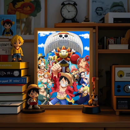 Marco de fotos con pintura de luz de Anime, luz LED nocturna de una pieza