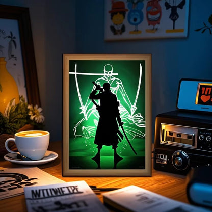 Marco de fotos con pintura de luz de Anime, luz LED nocturna de una pieza