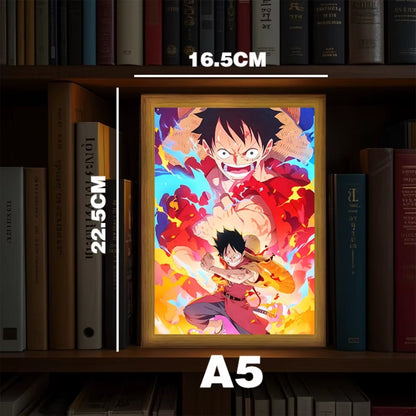 Marco de fotos con pintura de luz de Anime, luz LED nocturna de una pieza